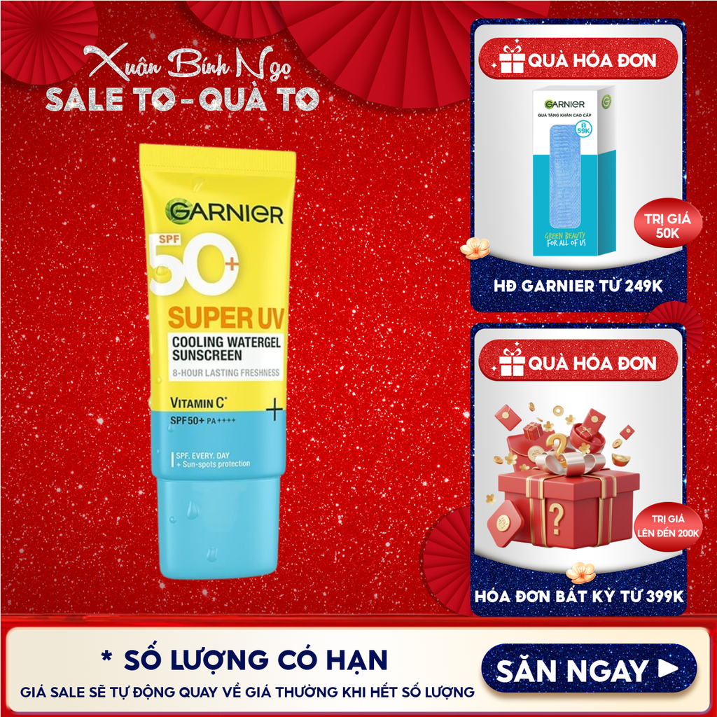 Kem Chống Nắng Garnier Tươi Mát Super UV Cooling Watergel Sunscreen SPF50+ PA++++ 30ml