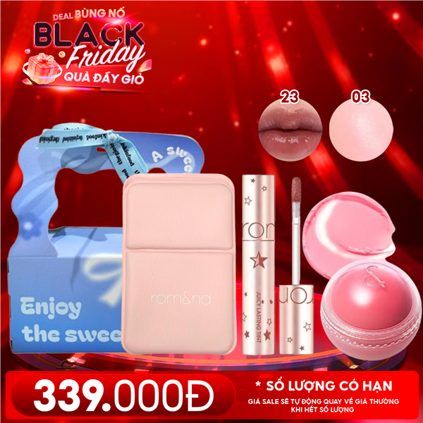  Combo Quà Tặng 20/10: Túi Quà + Son Tint Lì Romand Starry Edition 23 + Má Hồng Kem Romand 03 White Peach + Gương Make Up 