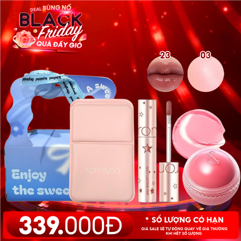 Combo Quà Tặng 20/10: Túi Quà + Son Tint Lì Romand Starry Edition 23 + Má Hồng Kem Romand 03 White Peach + Gương Make Up