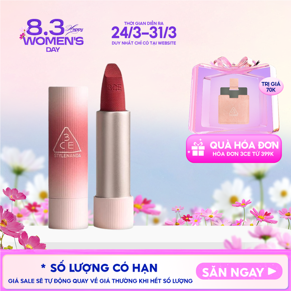  Son Thỏi 3CE Mịn Lì, Mềm Môi Cashmere Hug Lipstick 3.5g 