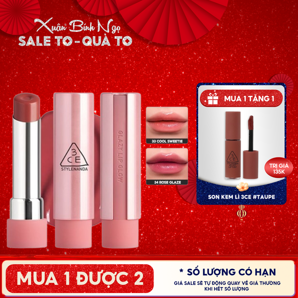  Son Bóng Dưỡng Môi Có Màu 3CE Glazy Lip Glow 5g 
