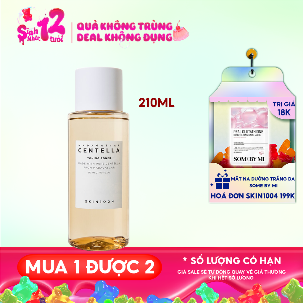 Nước Hoa Hồng Skin1004 Giúp Cân Bằng, Hỗ Trợ Dưỡng Trắng Da Chiết Xuất Rau Má Madagascar Centella Toning Toner 210ml