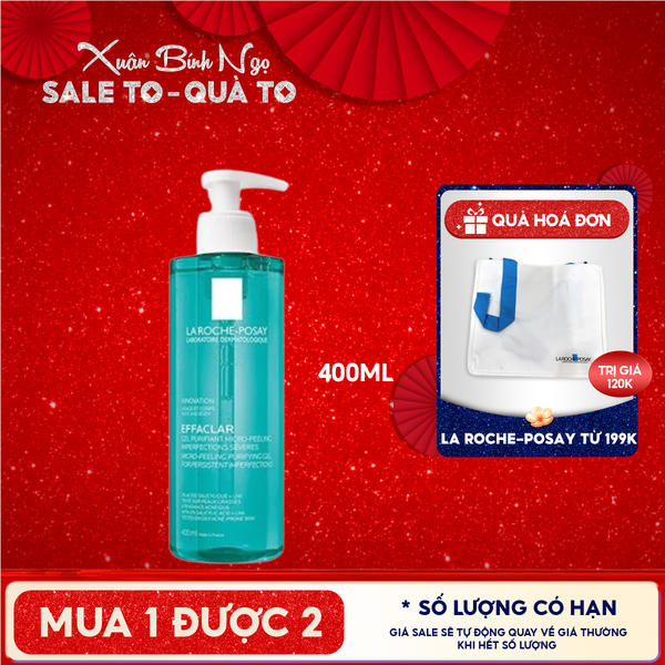  Gel Rửa Mặt Và Tắm La Roche-Posay Effaclar Micro-Peeling Purifying Gel 400ml 