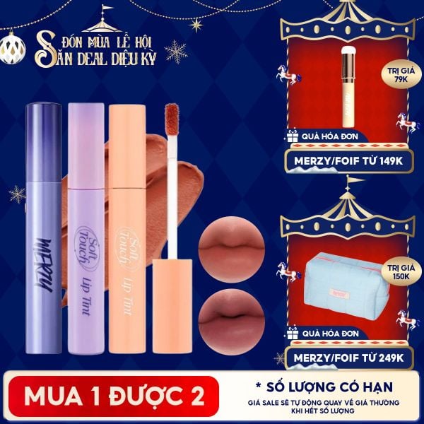  [SL1 - SL14] Son Kem Merzy Siêu Lì, Siêu Mịn Môi Soft Touch Lip Tint 3g 