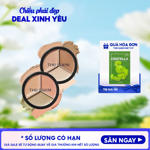  Che Khuyết Điểm Triệt Sắc, Che Phủ Cao The Saem Cover Perfection Triple Pot Concealer SPF28/PA+ 4.5g 