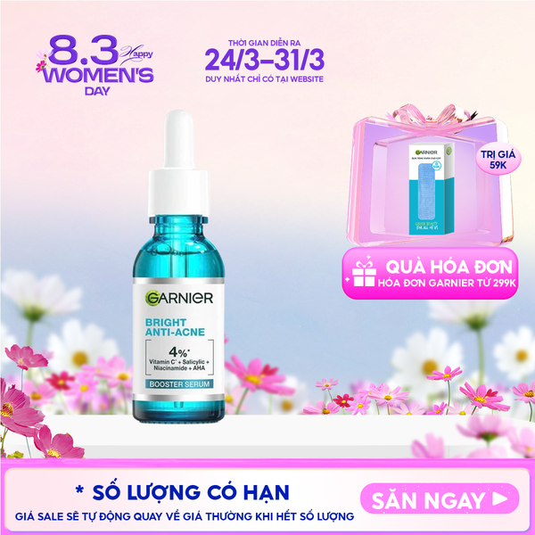  Serum Garnier Tinh Chất Dưỡng Sáng Da, Mờ Thâm Nám Skin Naturals Bright Complete Anti - Acne Booster Serum 