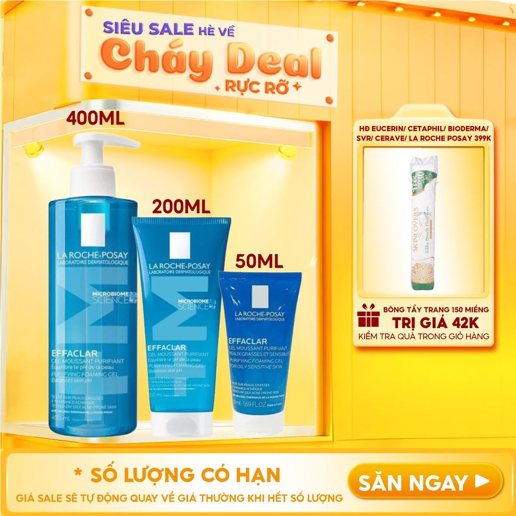 Sữa Rửa Mặt La Roche-Posay Dạng Gel Cho Da Dầu Mụn Effaclar Purifying Foaming Gel For Oily Sensitive Skin