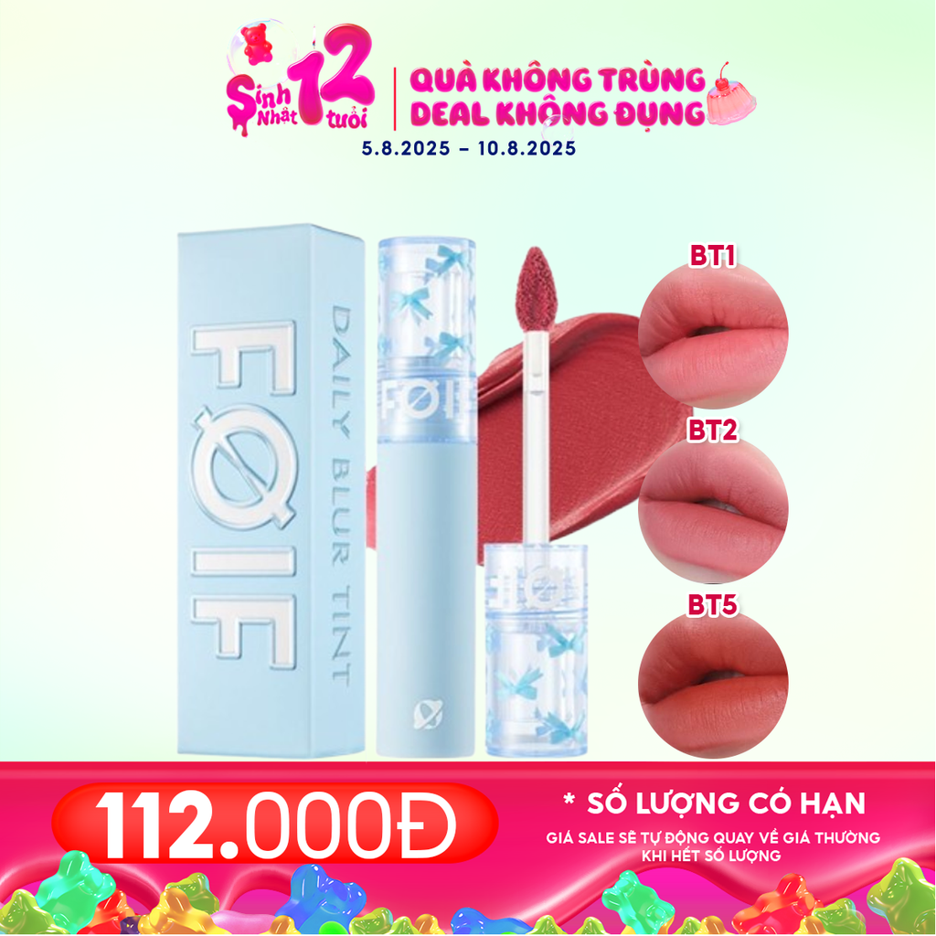 Son Kem Lì FOIF Thuần Chay, Mềm Mịn, Lâu Trôi Daily Blur Tint 3g