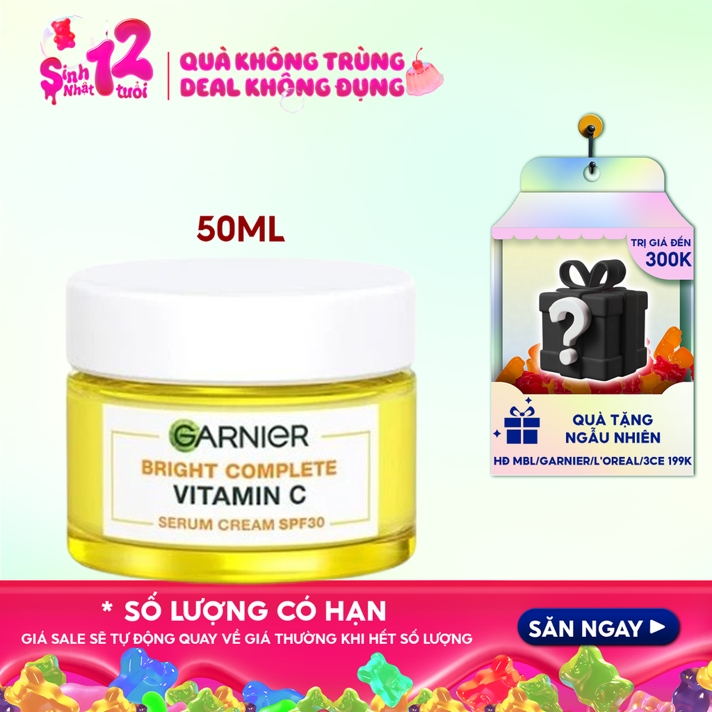 Kem Dưỡng Garnier Hỗ Trợ Sáng Da Ban Ngày Light Complete Whitening Serum Cream SPF30 50ml