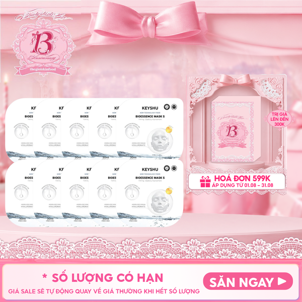  Combo 10 Miếng Mặt Nạ Keyshu Dưỡng Ẩm, Làm Mềm Da, Hỗ Trợ Ngừa Lão Hóa Bioessence Mask 30ml 