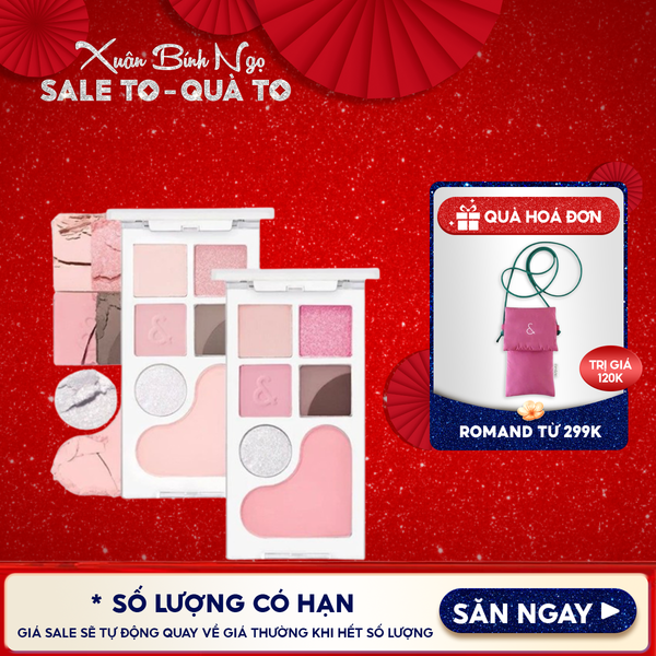  Bảng Phấn Mắt & Má Hồng Romand Ngọt Ngào, Lấp Lánh Bare Layer Palette 14g 