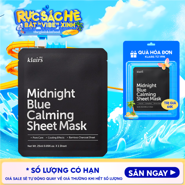  Mặt Nạ Klairs Làm Dịu, Hỗ Trợ Giảm Kích Ứng, Phục Hồi Da Midnight Blue Calming Sheet Mask 25ml 