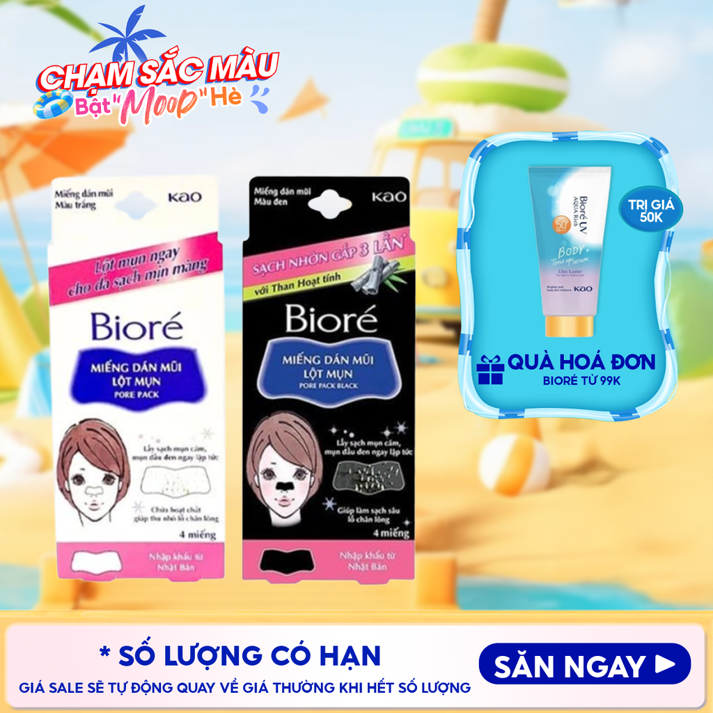 [Hộp 4 Miếng] Miếng Dán Mũi Lột Mụn Bioré Pore Pack Black