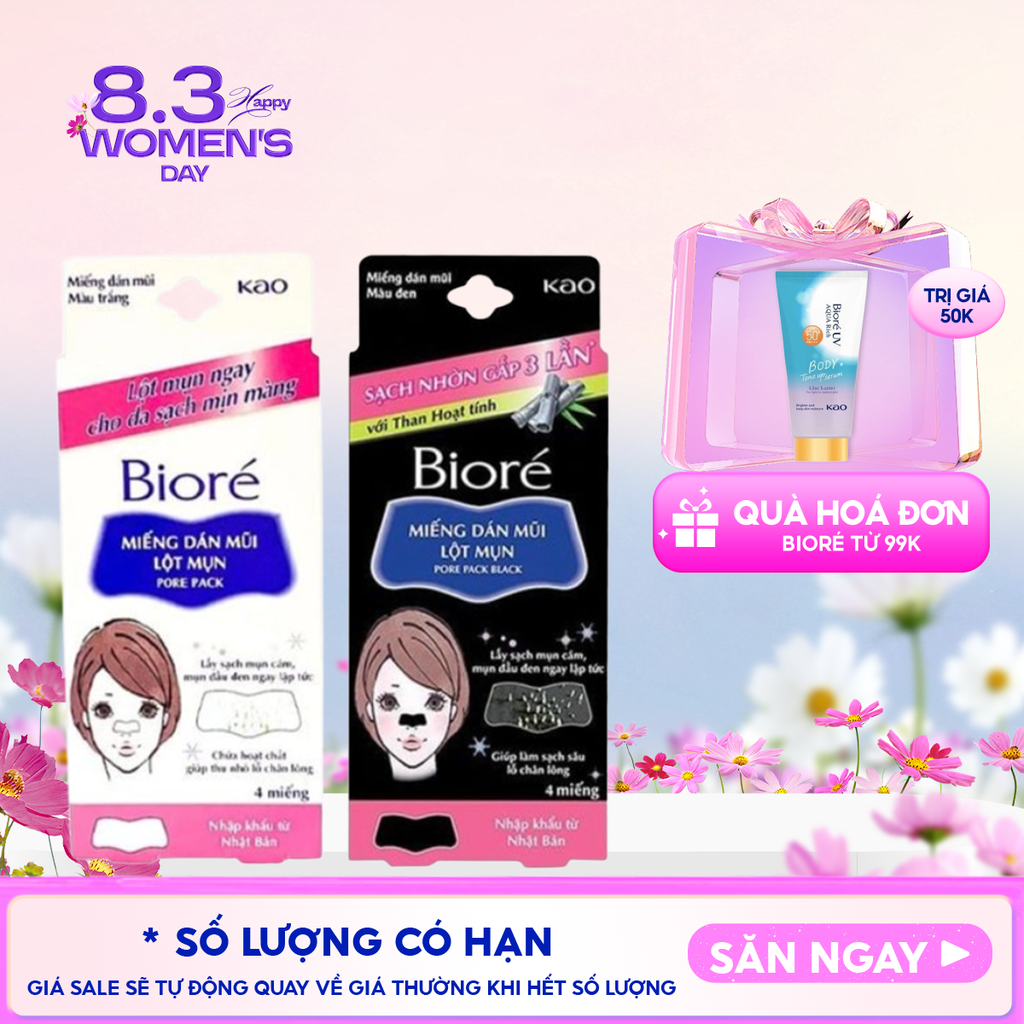 [Hộp 4 Miếng] Miếng Dán Mũi Lột Mụn Bioré Pore Pack Black