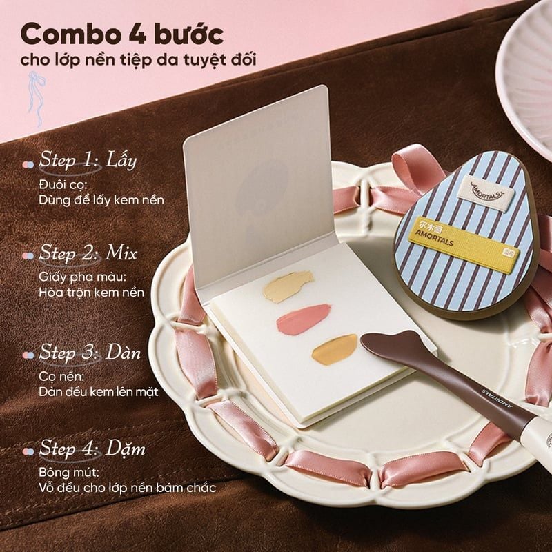 Bộ Cọ & Bông Mút Trang Điểm Amortals Ok Foundation Tool Set (6 Pcs/Set)