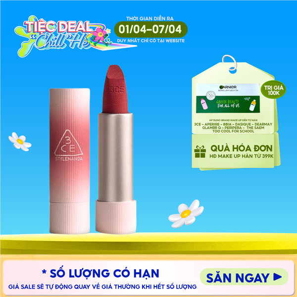  Son Thỏi 3CE Mịn Lì, Mềm Môi Cashmere Hug Lipstick 3.5g 