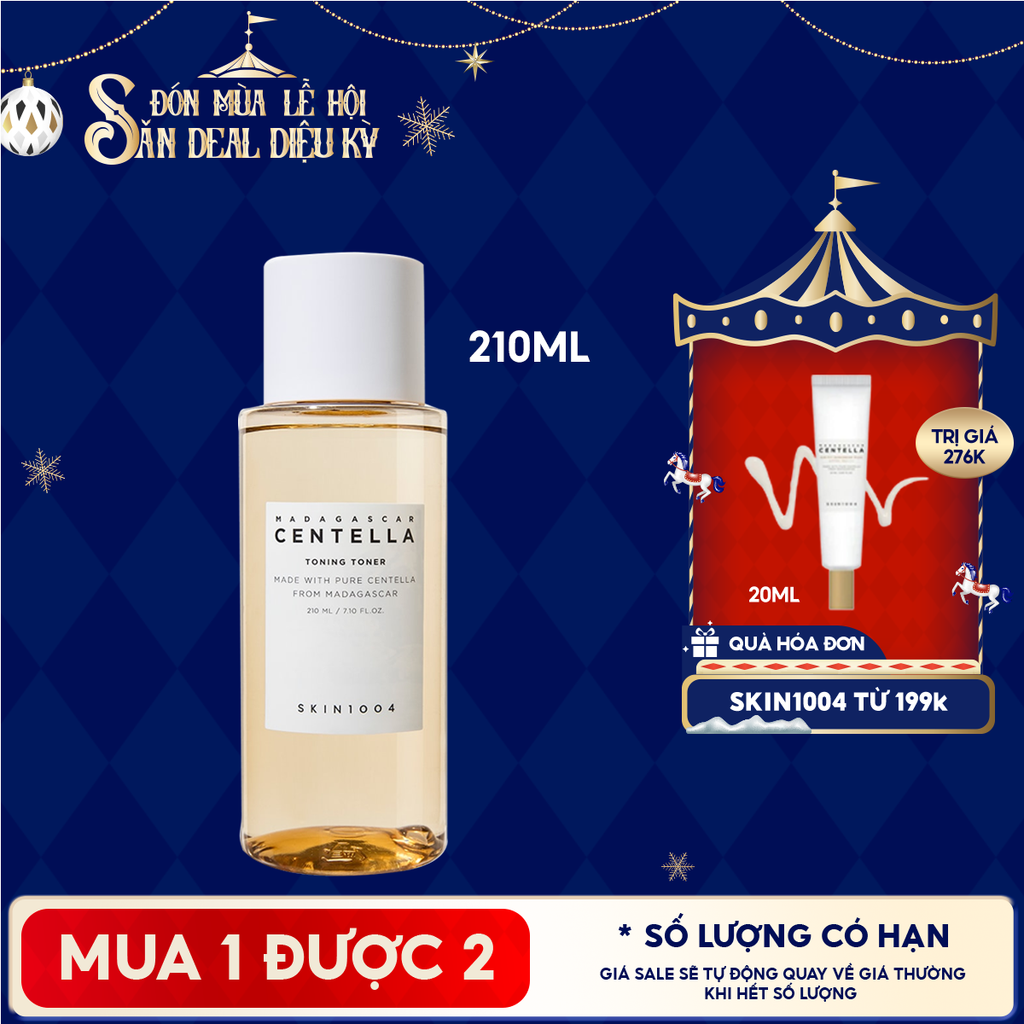 Nước Hoa Hồng Skin1004 Giúp Cân Bằng, Hỗ Trợ Dưỡng Trắng Da Chiết Xuất Rau Má Madagascar Centella Toning Toner 210ml