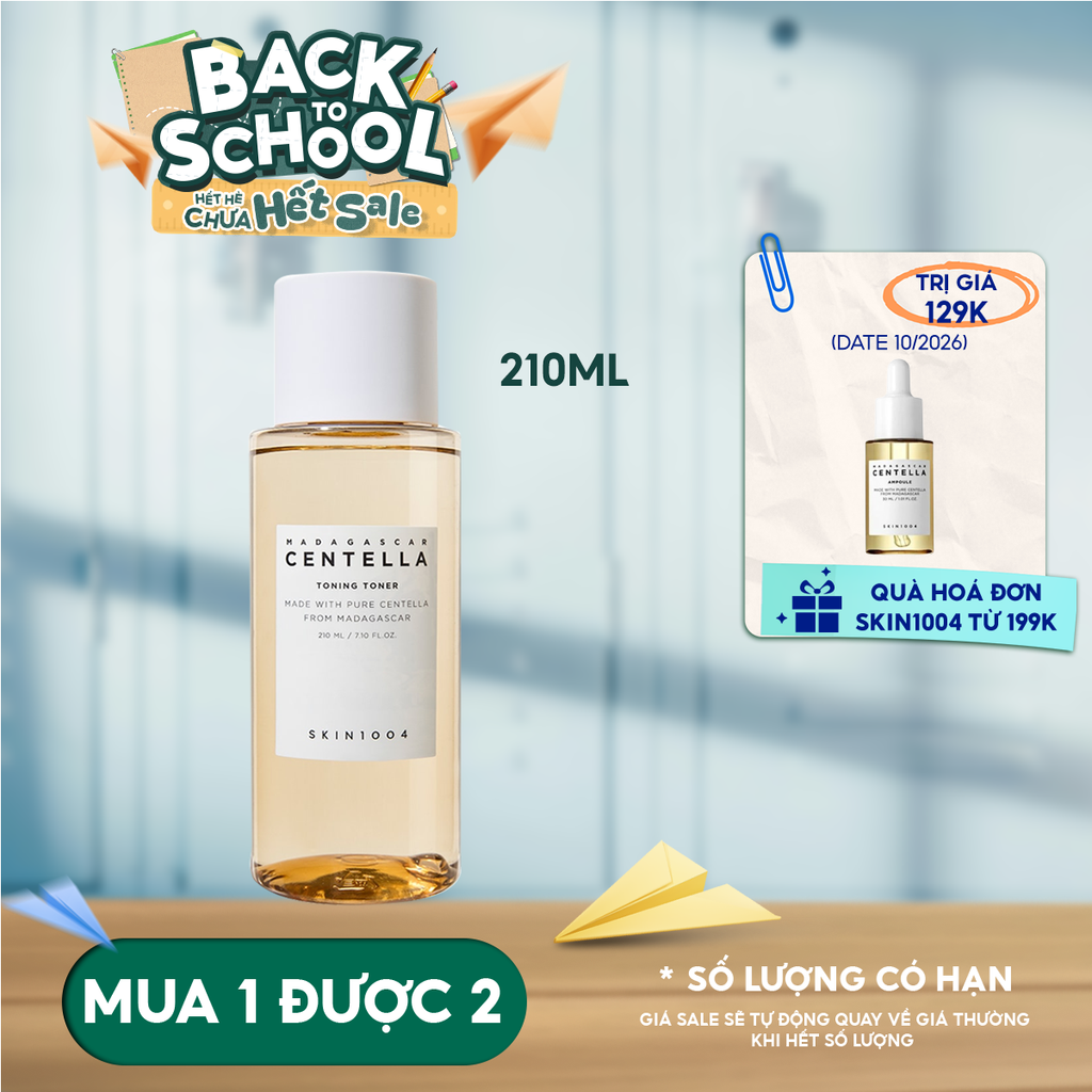 Nước Hoa Hồng Skin1004 Giúp Cân Bằng, Hỗ Trợ Dưỡng Trắng Da Chiết Xuất Rau Má Madagascar Centella Toning Toner 210ml