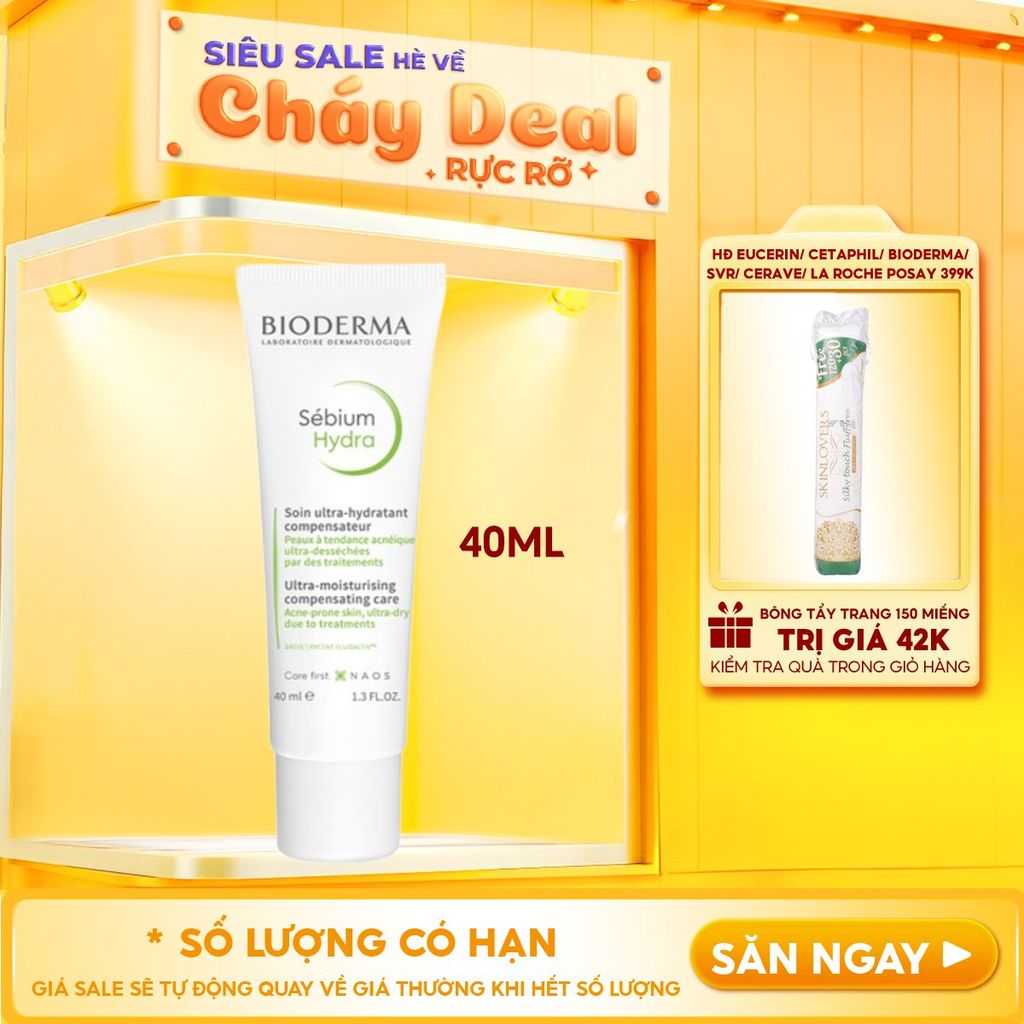 Kem Dưỡng Bioderma Cấp Nước, Làm Dịu Da Cho Da Mụn Sebium Hydra 40ml