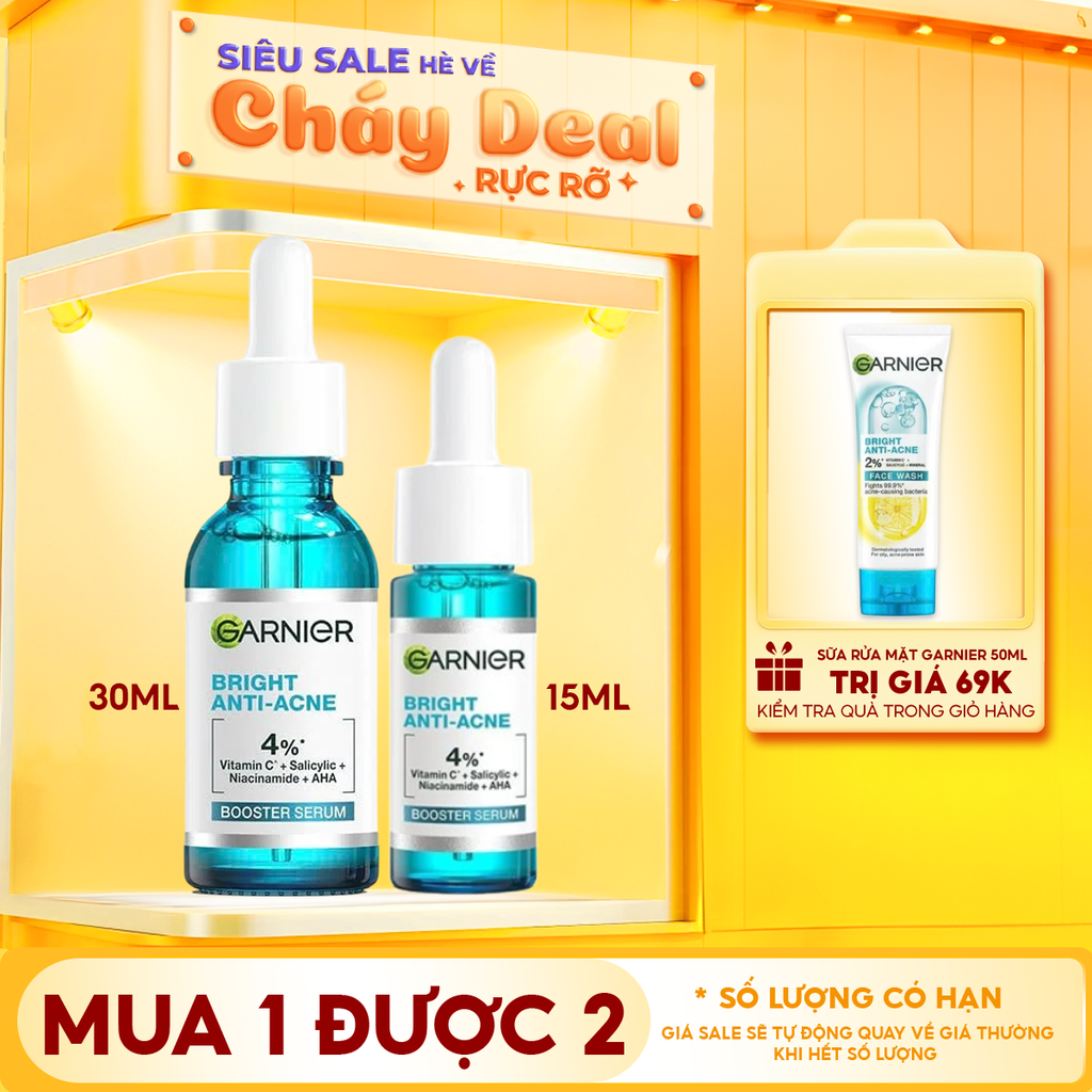 Serum Garnier Tinh Chất Dưỡng Sáng Da, Mờ Thâm Nám Skin Naturals Bright Complete Anti - Acne Booster Serum