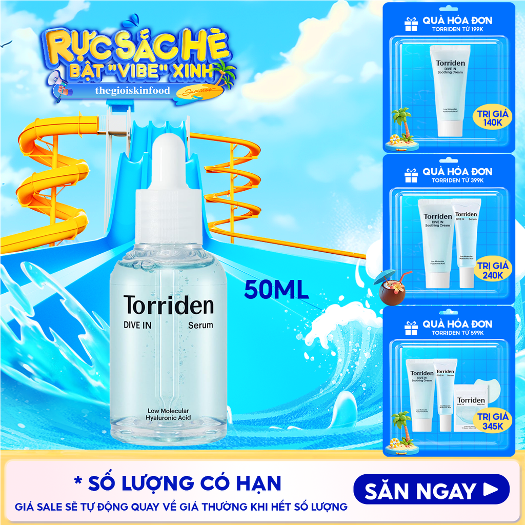Serum Torriden Thuần Chay Cấp Ẩm, Làm Dịu Da Torriden Dive-In Low Molecular Hyaluronic Acid Serum 50ml