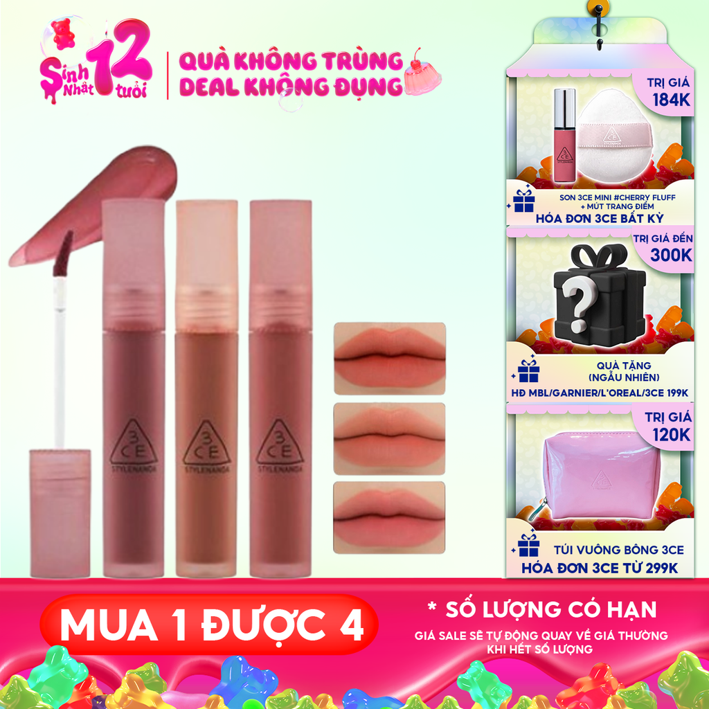 Son Kem Lì 3CE Mịn Mượt Nhẹ Môi Blur Water Tint 4.6g