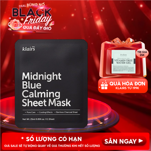  Mặt Nạ Klairs Làm Dịu, Hỗ Trợ Giảm Kích Ứng, Phục Hồi Da Midnight Blue Calming Sheet Mask 25ml 