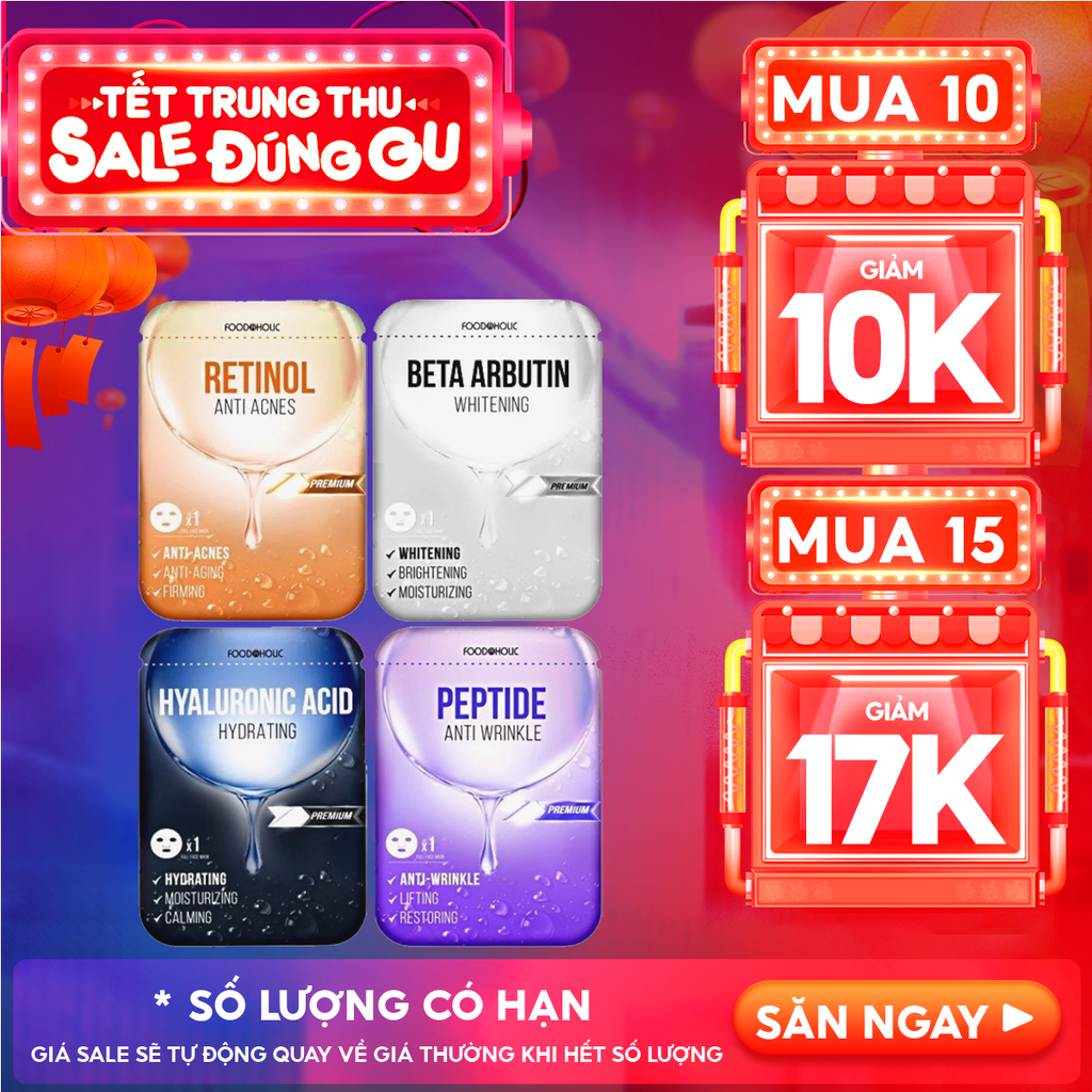 [4 GIẢI PHÁP] Mặt Nạ Foodaholic Hỗ Trợ Dưỡng Trắng, Dưỡng Ẩm, Hạn Chế Lão Hóa Mask 23ml