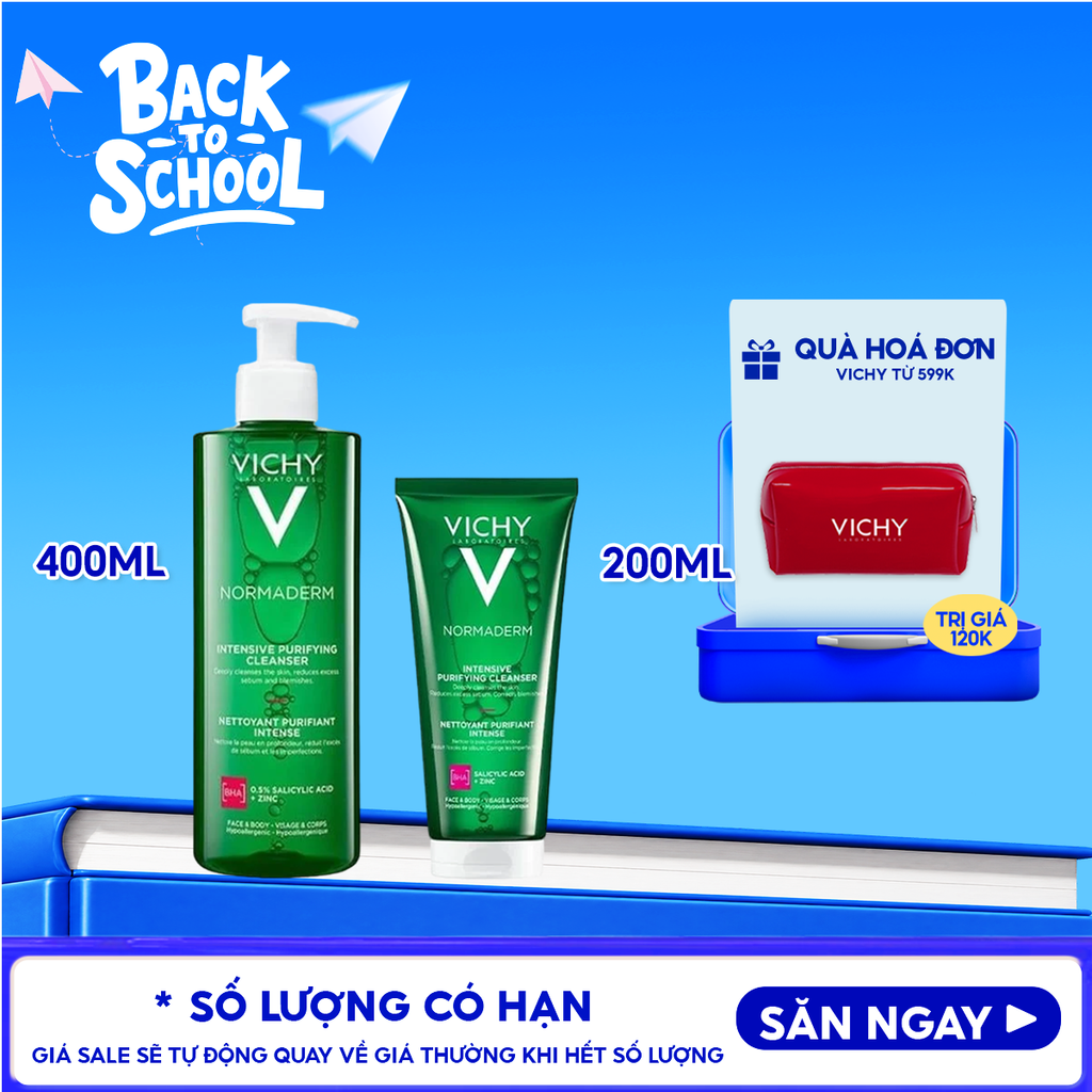 Gel Rửa Mặt Vichy Cho Da Dầu Mụn Làm Sạch Sâu, Giảm Nhờn Laboratoires Normaderm Intensive Purifying Cleanser