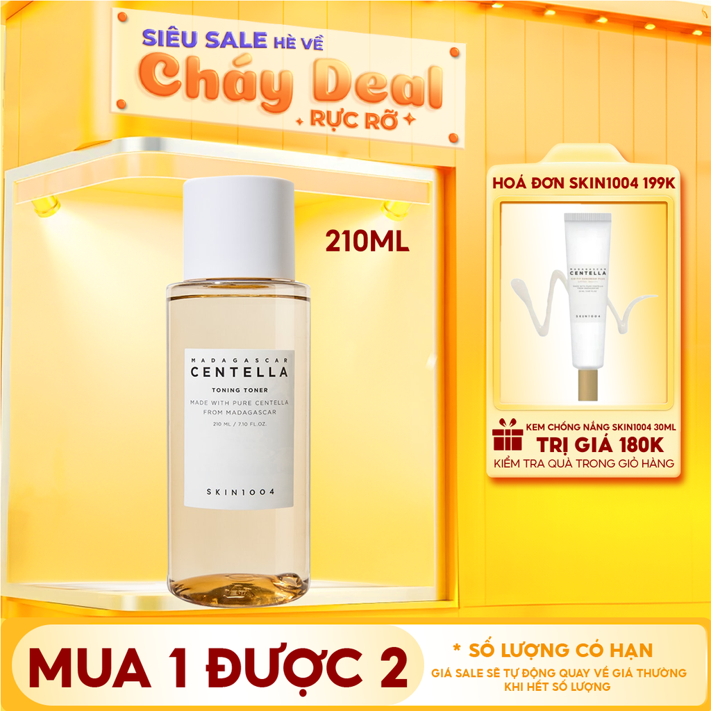 Nước Hoa Hồng Skin1004 Giúp Cân Bằng, Hỗ Trợ Dưỡng Trắng Da Chiết Xuất Rau Má Madagascar Centella Toning Toner 210ml