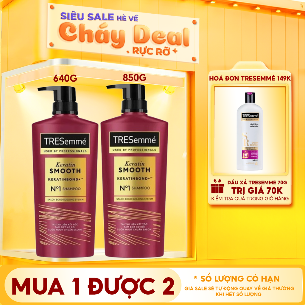 Dầu Gội Dưỡng Tóc Vào Nếp & Suôn Mượt TRESemmé Keratin Smooth Shampoo 640g