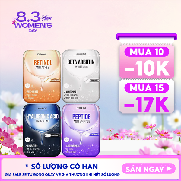  [4 GIẢI PHÁP] Mặt Nạ Foodaholic Hỗ Trợ Dưỡng Trắng, Dưỡng Ẩm, Hạn Chế Lão Hóa Mask 23ml 