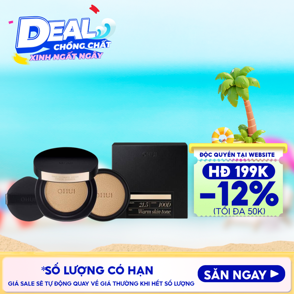  Phấn Nước OHUI Kiềm Dầu Che Phủ Cao Ultimate Cover Denier Cushion SPF50+/PA+++ 100D 13g (kèm 1 lõi refill) 