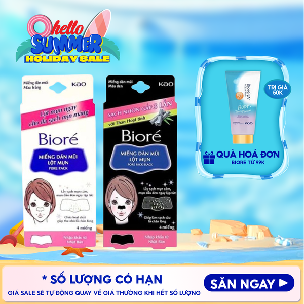  [Hộp 4 Miếng] Miếng Dán Mũi Lột Mụn Bioré Pore Pack Black 