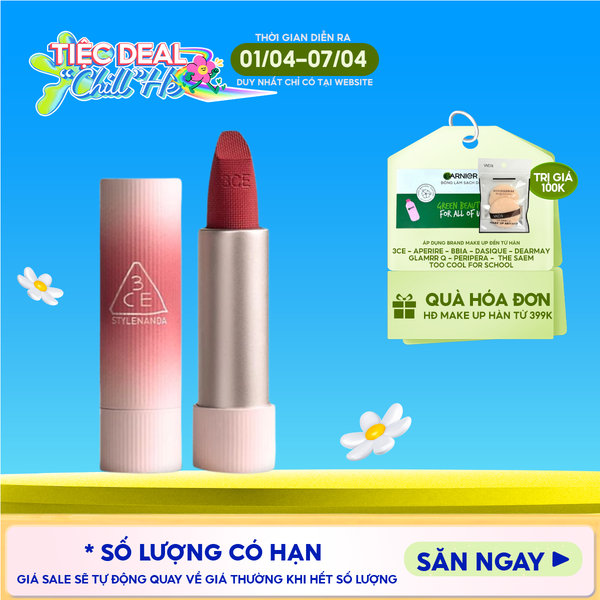  Son Thỏi 3CE Mịn Lì, Mềm Môi Cashmere Hug Lipstick 3.5g 
