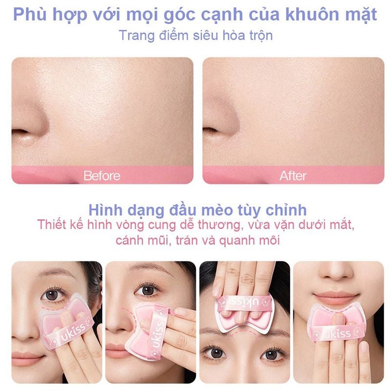 [100 Tờ] Giấy Thấm Dầu UKISS Hương Hoa Hồng Kèm Gương Và Bông Phấn