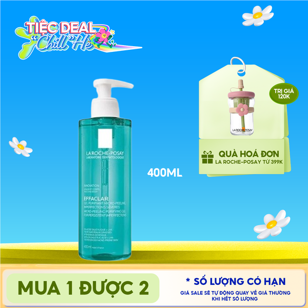  Gel Rửa Mặt Và Tắm La Roche-Posay Effaclar Micro-Peeling Purifying Gel 400ml 