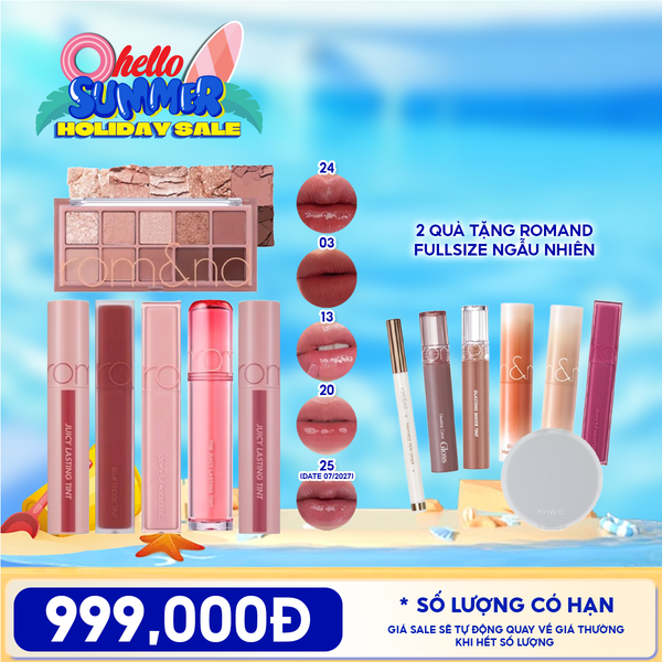  [PACK TIẾT KIỆM] 6 Sản Phẩm Bán Chạy Romand + Quà Tặng Fullsize Romand Ngẫu Nhiên 