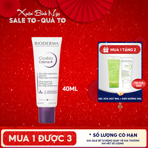  Kem Dưỡng Ẩm Bioderma Làm Dịu, Hỗ Trợ Phục Hồi Da Cicabio Creme+ 40ml 