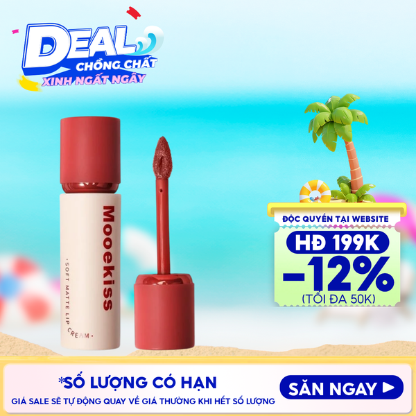  Son Kem Lì Bền Màu Mooekiss Soft Matte Lip Cream 3g 