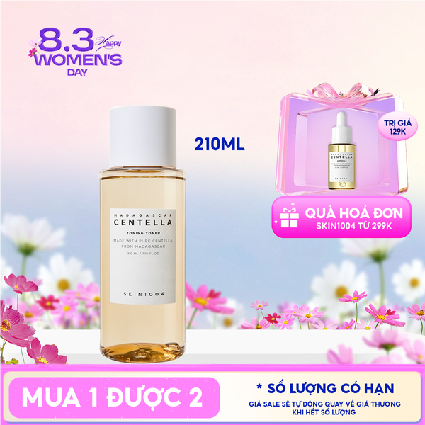  Nước Hoa Hồng Skin1004 Giúp Cân Bằng, Hỗ Trợ Dưỡng Trắng Da Chiết Xuất Rau Má Madagascar Centella Toning Toner 210ml 