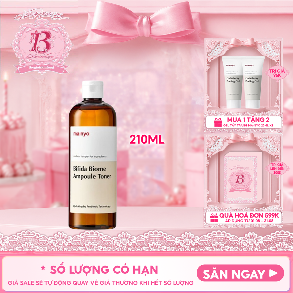 Nước Hoa Hồng Ma:nyo Cấp Ẩm, Làm Dịu Da Bifida Biome Ampoule Toner 210ml