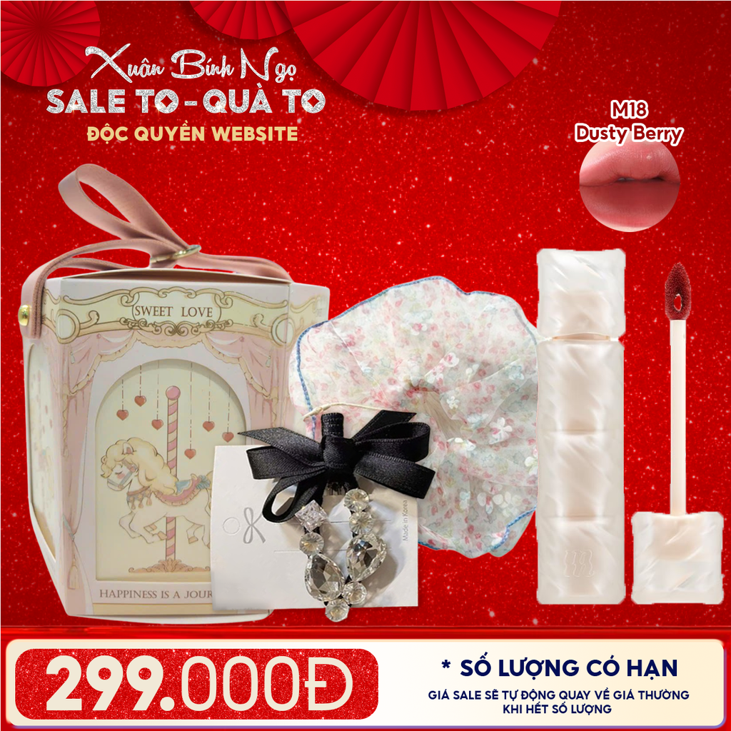 Túi Quà Tặng: Son Merzy + Kẹp Tóc Ngẫu Nhiên + Cột Tóc Ngẫu Nhiên + Túi Quà Tặng