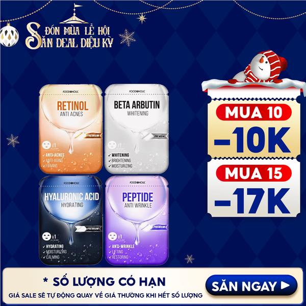  [4 GIẢI PHÁP] Mặt Nạ Foodaholic Hỗ Trợ Dưỡng Trắng, Dưỡng Ẩm, Hạn Chế Lão Hóa Mask 23ml 
