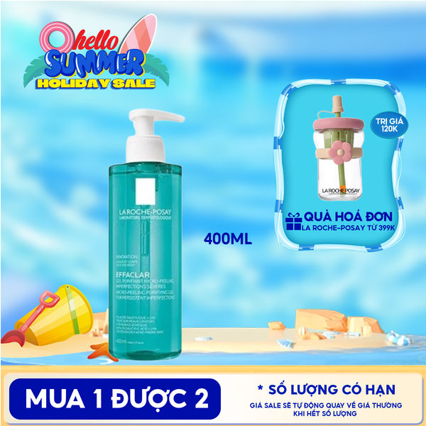  Gel Rửa Mặt Và Tắm La Roche-Posay Effaclar Micro-Peeling Purifying Gel 400ml 