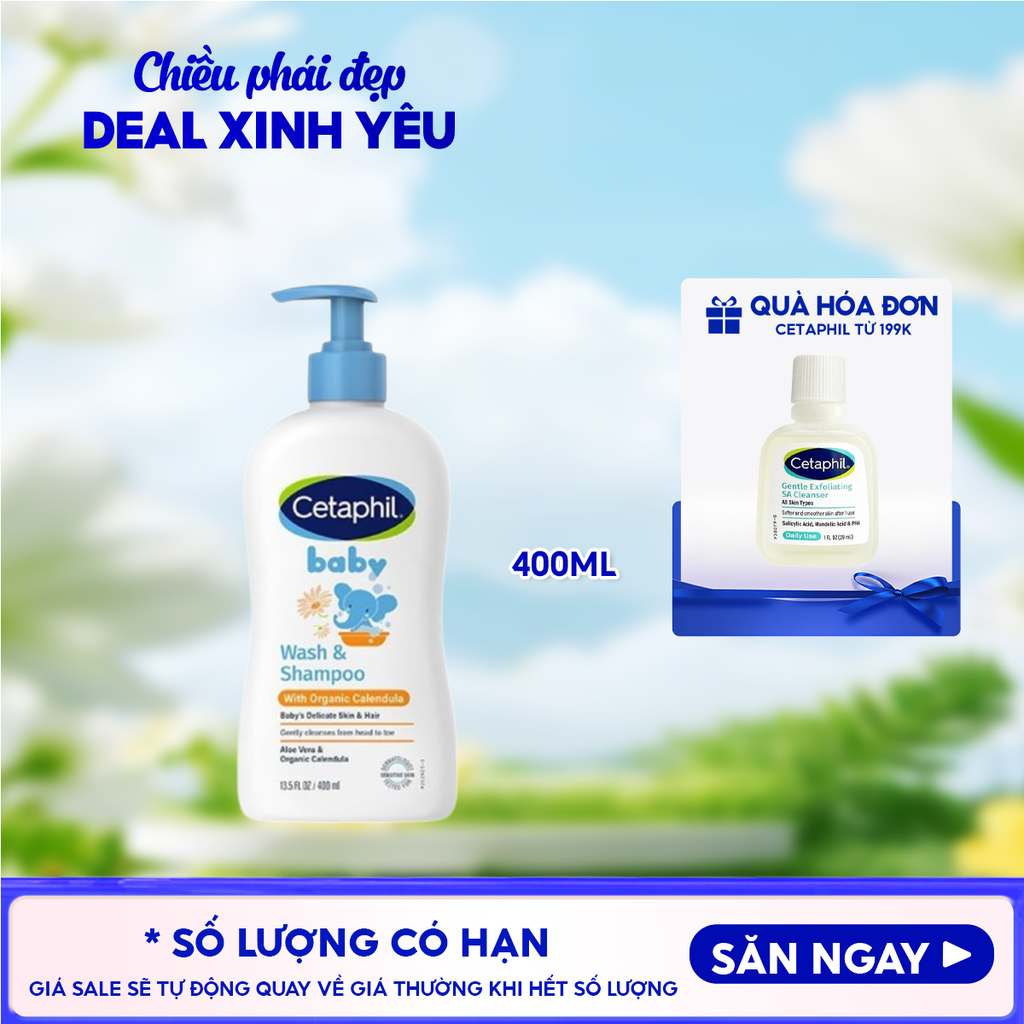 Sữa Tắm Gội Dịu Nhẹ Cho Bé Cetaphil Baby Wash & Shampoo With Organic Calendula 400ml