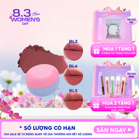 Son Kem Bùn Merzy Kiêm Má Hồng Mờ Lì, Mịn Mượt Như Bơ Dạng Hũ Blurry Lip Mousse 6g