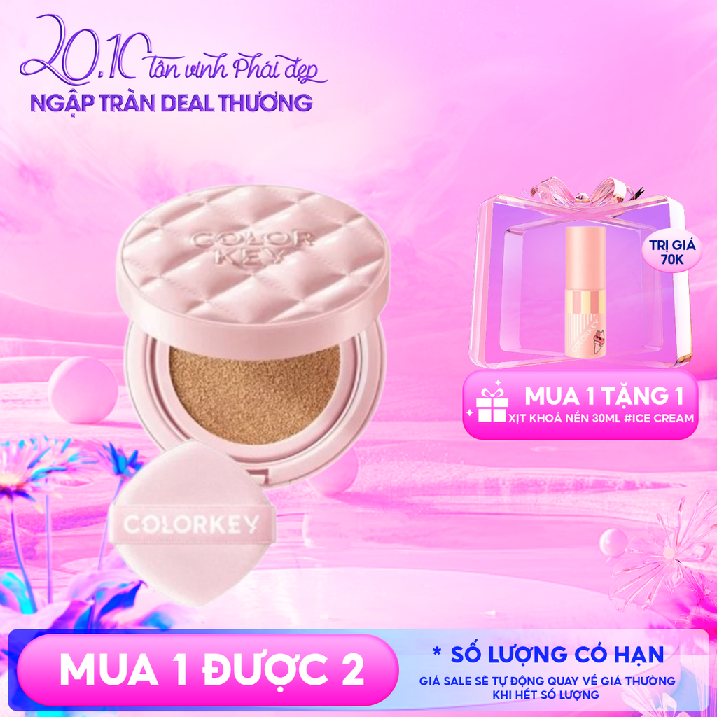 Cushion Chống Nắng Colorkey Mỏng Nhẹ, Bền Lâu Long Lasting Flawless Brightening Cushion Cream SPF50+ PA++++ 11g