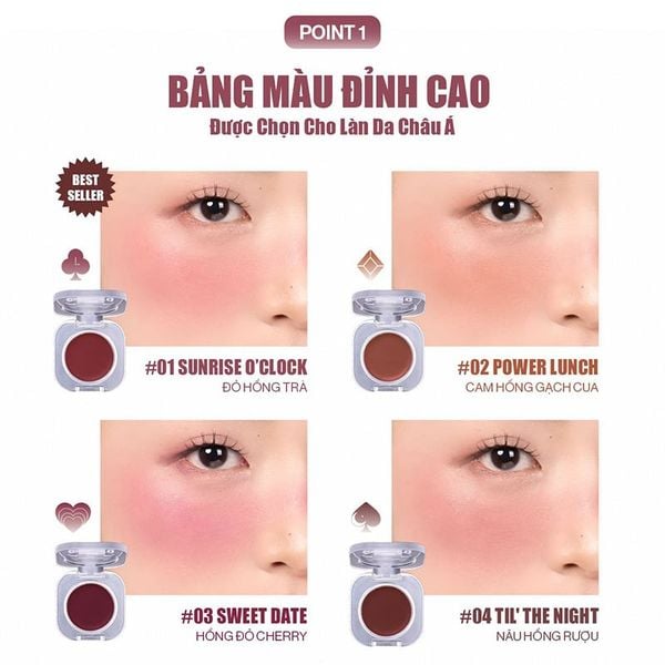  Má Hồng Kem & Son Môi Glamrr Q Mịn Lì, Bền Màu Mellow Touch Lip&Cheek Pot 1.8g 
