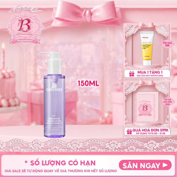  Dầu Tẩy Trang Celimax Sạch Sâu, Cải Thiện Mụn Đầu Đen Derma Nature Fresh Blackhead Jojoba Cleansing Oil 150ml 